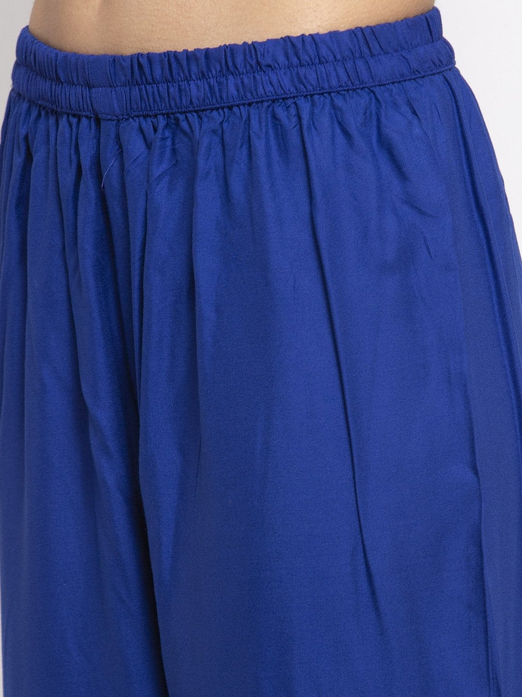 Jompers Women Royal-Blue Solid Kurta with Palazzos & Art-Silk Printed Dupatta - Distacart