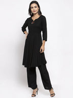 Jompers Women Black & Red Solid Kurta with Palazzos & Dupatta - Distacart