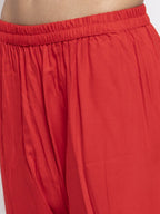 Jompers Women Red Solid Kurta with Palazzos & Printed Dupatta - Distacart
