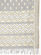 Jompers Women's georgette Foil Print Kurta palazzo Dupatta Set - Grey