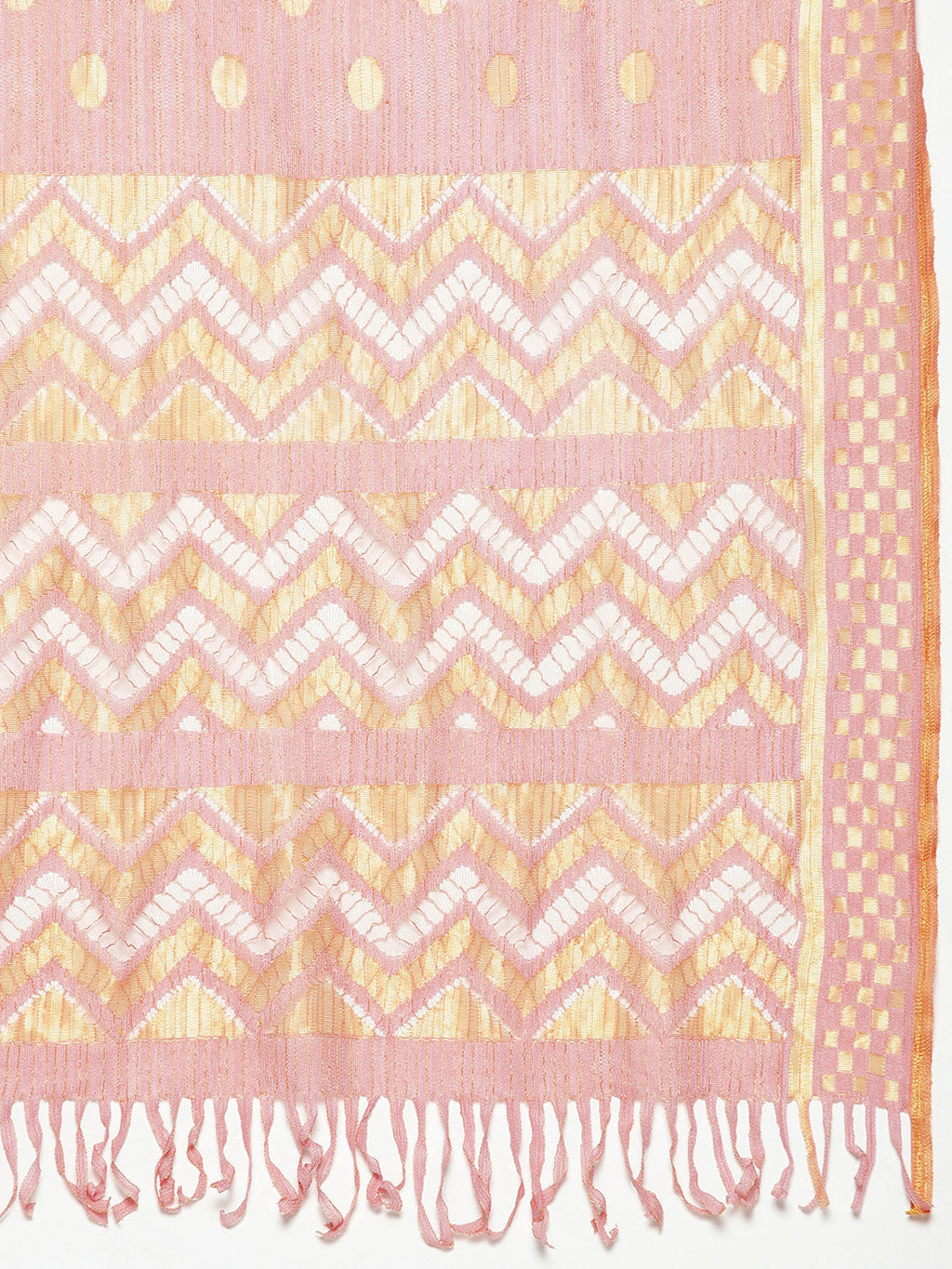 Jompers Women's georgette Foil Print Kurta palazzo Dupatta Set - Pink