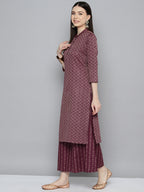 Jompers Women's Woven design kurta, palazzo and dupatta set - Purple
