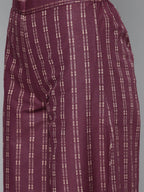 Jompers Women's Woven design kurta, palazzo and dupatta set - Purple