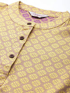 Jompers Women's Woven design kurta, palazzo and dupatta set - Yellow