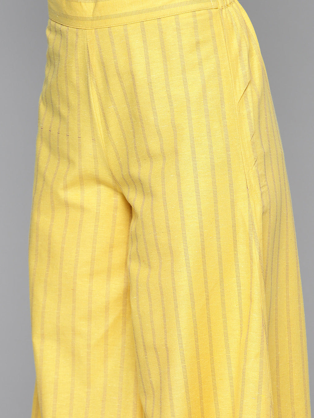 Jompers Women's Woven design kurta, palazzo and dupatta set - Yellow