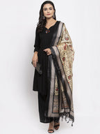 Jompers Women Black & Red Solid Kurta with Palazzos & Beige-Red Printed Dupatta - Distacart