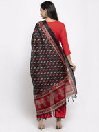 Jompers Women Red Solid Kurta with Palazzos & Red-Black Printed Dupatta - Distacart