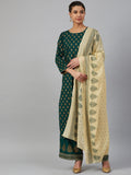 Jompers Women Green & Golden Printed Kurta with Palazzos & Dupatta - Distacart