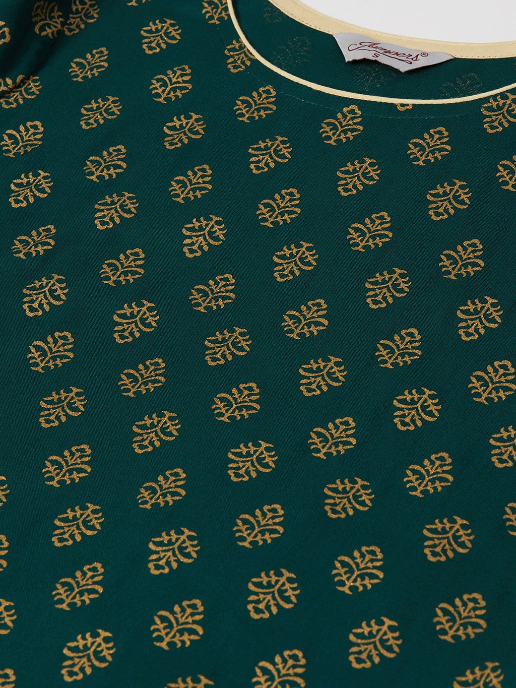 Jompers Women Green & Golden Printed Kurta with Palazzos & Dupatta - Distacart