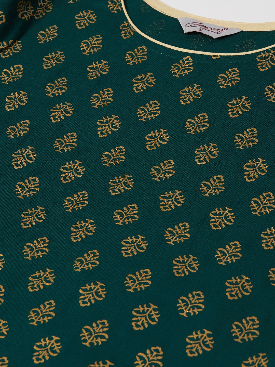 Jompers Women Green & Golden Printed Kurta with Palazzos & Dupatta - Distacart