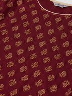 Jompers Women Maroon & Golden Printed Kurta with Palazzos & Dupatta - Distacart