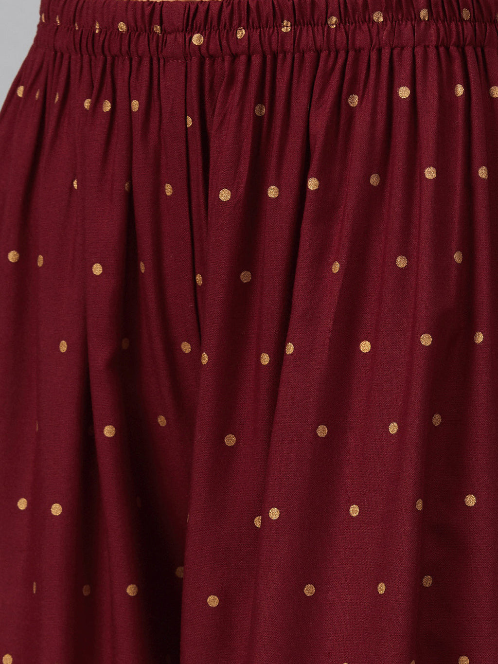 Jompers Women Maroon & Golden Printed Kurta with Palazzos & Dupatta - Distacart