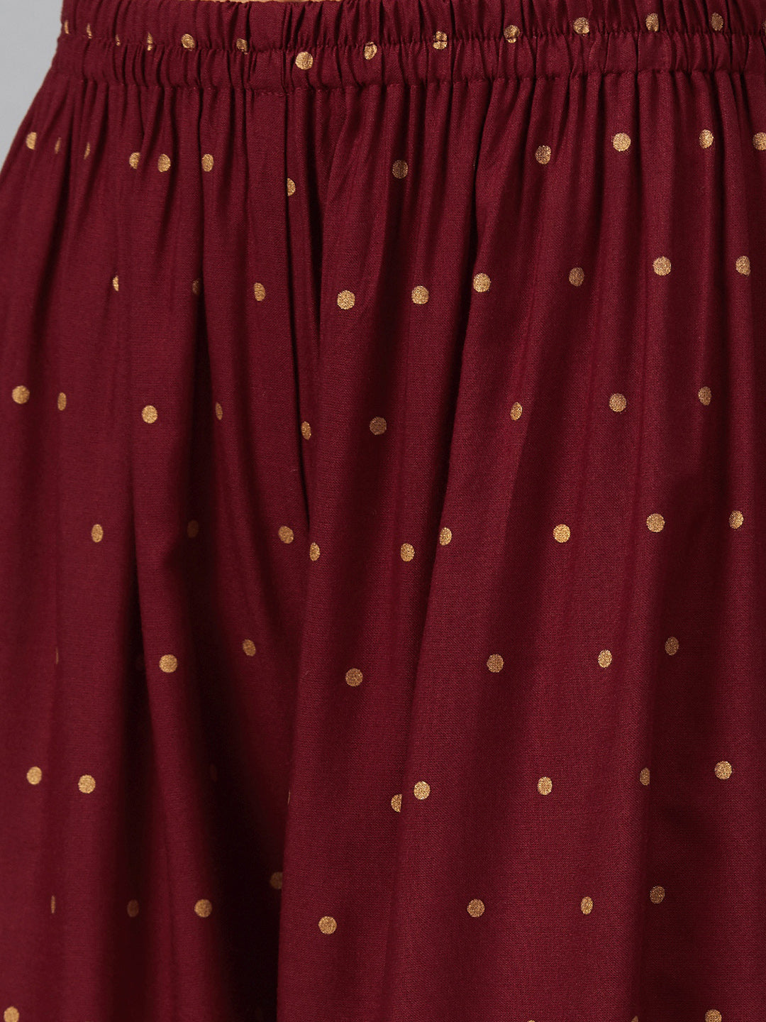 Jompers Women Maroon & Golden Printed Kurta with Palazzos & Dupatta - Distacart