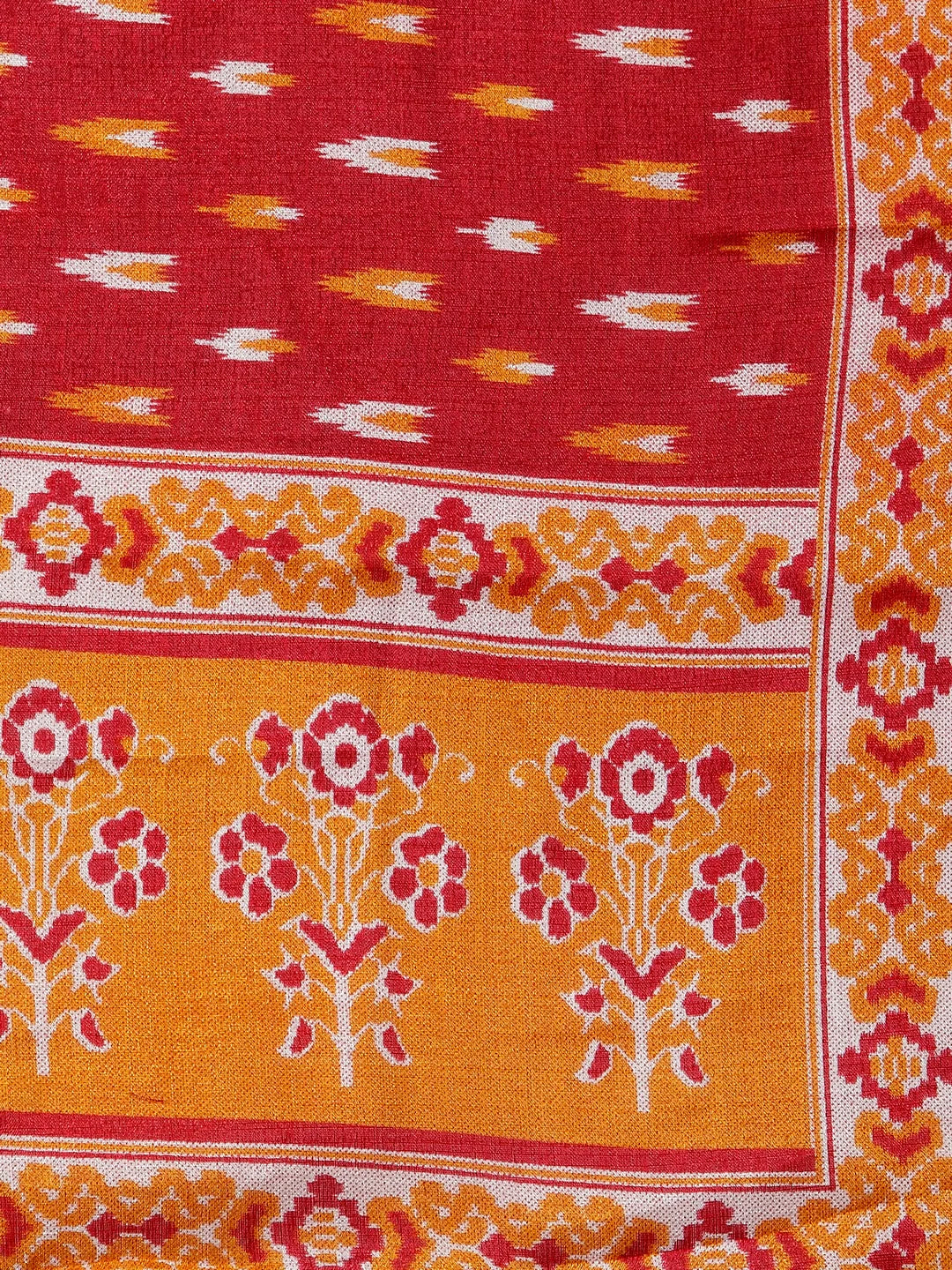 Jompers Women's Mustard Yellow & Red Embroidered Kurta with Palazzos & Dupatta