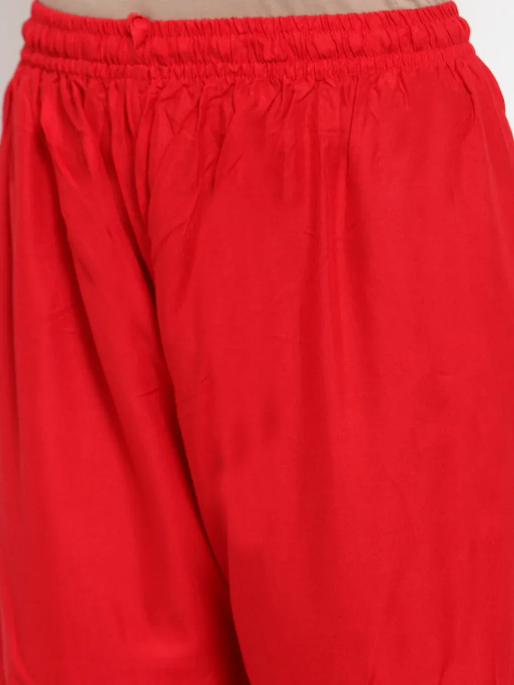 Jompers Women's Mustard Yellow & Red Embroidered Kurta with Palazzos & Dupatta