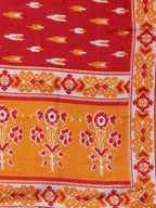 Jompers Women's Mustard Yellow & Red Embroidered Kurta with Palazzos & Dupatta