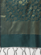 Jompers Women Green & Golden Solid Kurti with Sharara & Woven Design Dupatta - Distacart