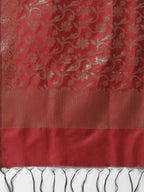 Jompers Women Maroon & Golden Solid Kurti with Sharara & Woven Design Dupatta - Distacart