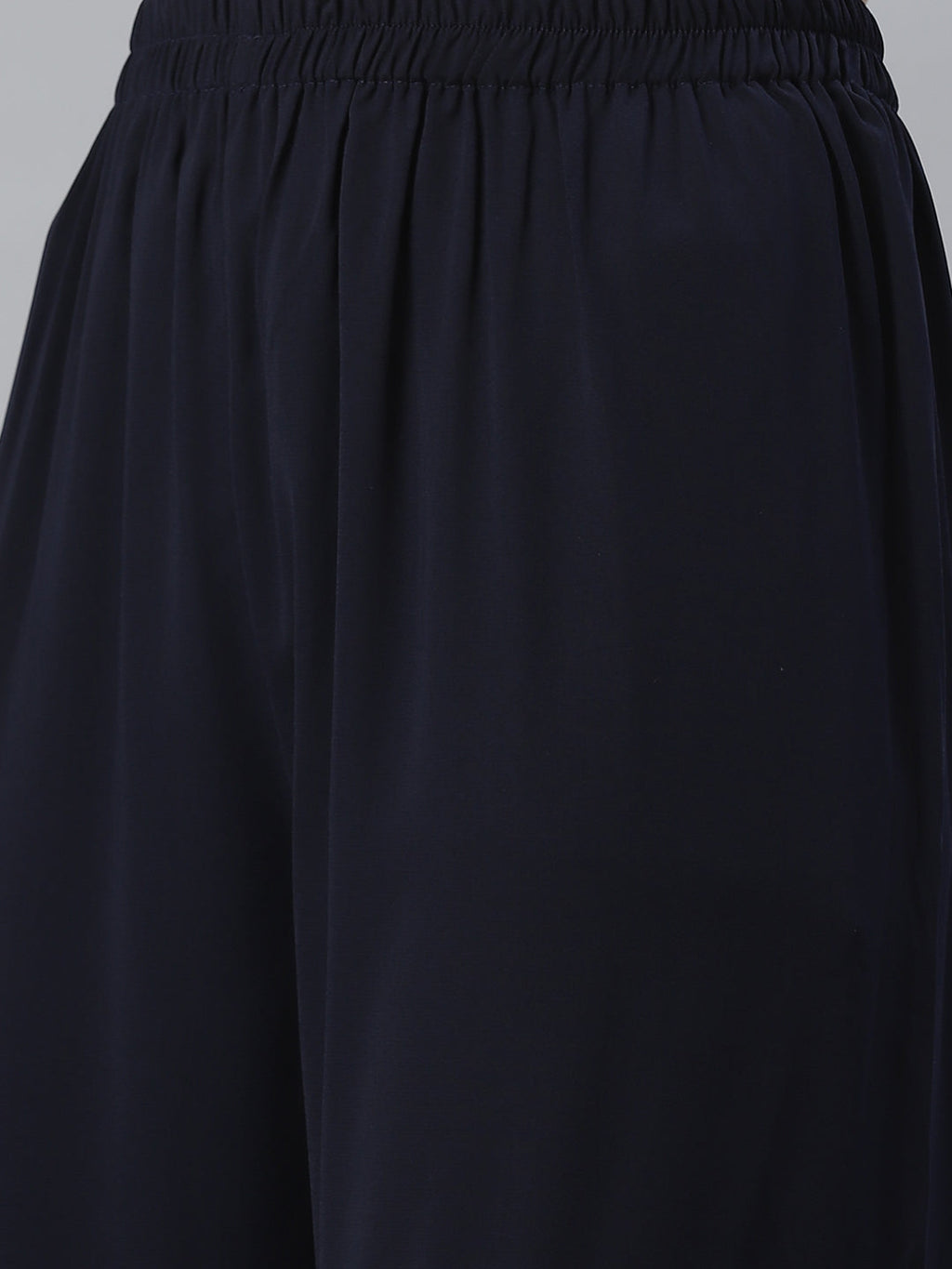 Jompers Women Navy Blue & Golden Solid Kurti with Sharara & Woven Design Dupatta - Distacart