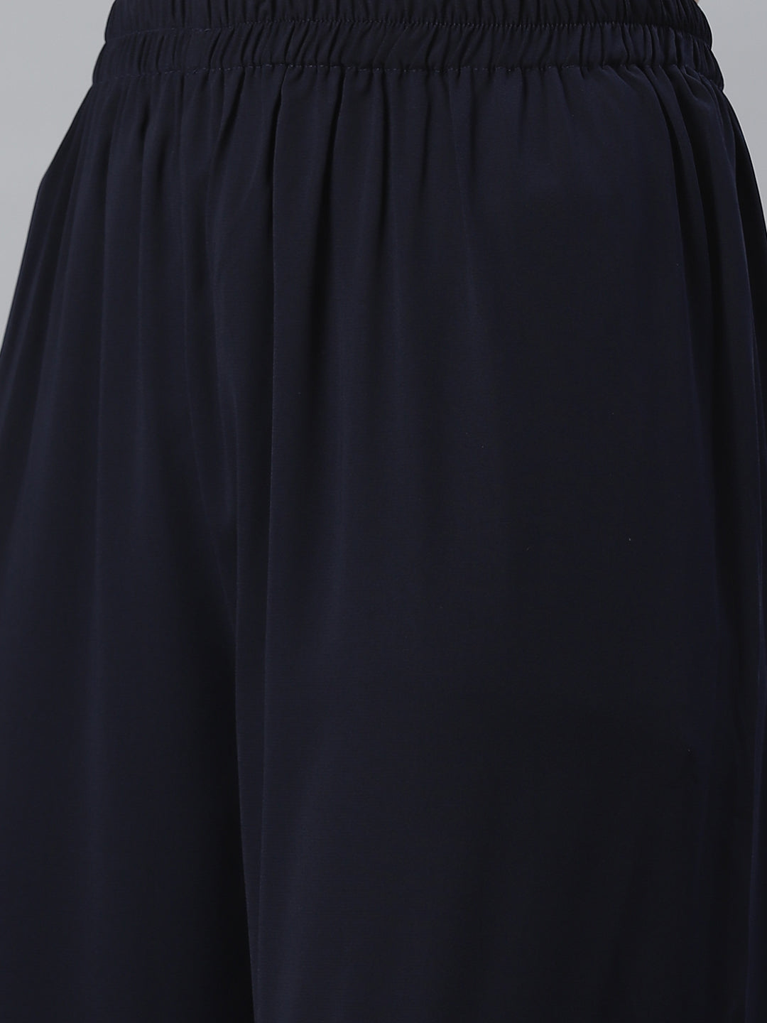 Jompers Women Navy Blue & Golden Solid Kurti with Sharara & Woven Design Dupatta - Distacart