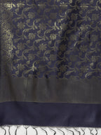 Jompers Women Navy Blue & Golden Solid Kurti with Sharara & Woven Design Dupatta - Distacart