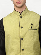Jompers Men's Black Dupion Silk Kurta with Churidar & Nehru Jacket ( Green ) - Distacart