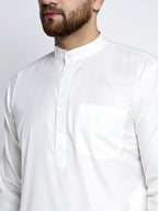 Jompers Men's Solid White Cotton Kurta Payjama with Solid Charcoal Waistcoat - Distacart
