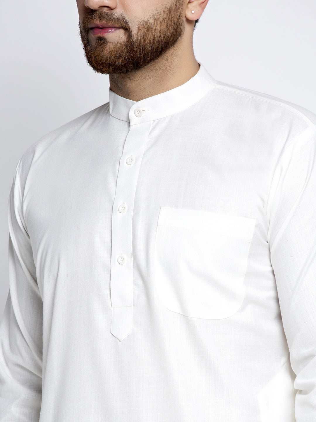 Jompers Men's Solid White Cotton Kurta Payjama with Solid Charcoal Waistcoat - Distacart