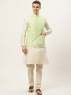 Jompers Men's Embroidered Nehru Jacket & Kurta Pyjama (Green ) - Distacart