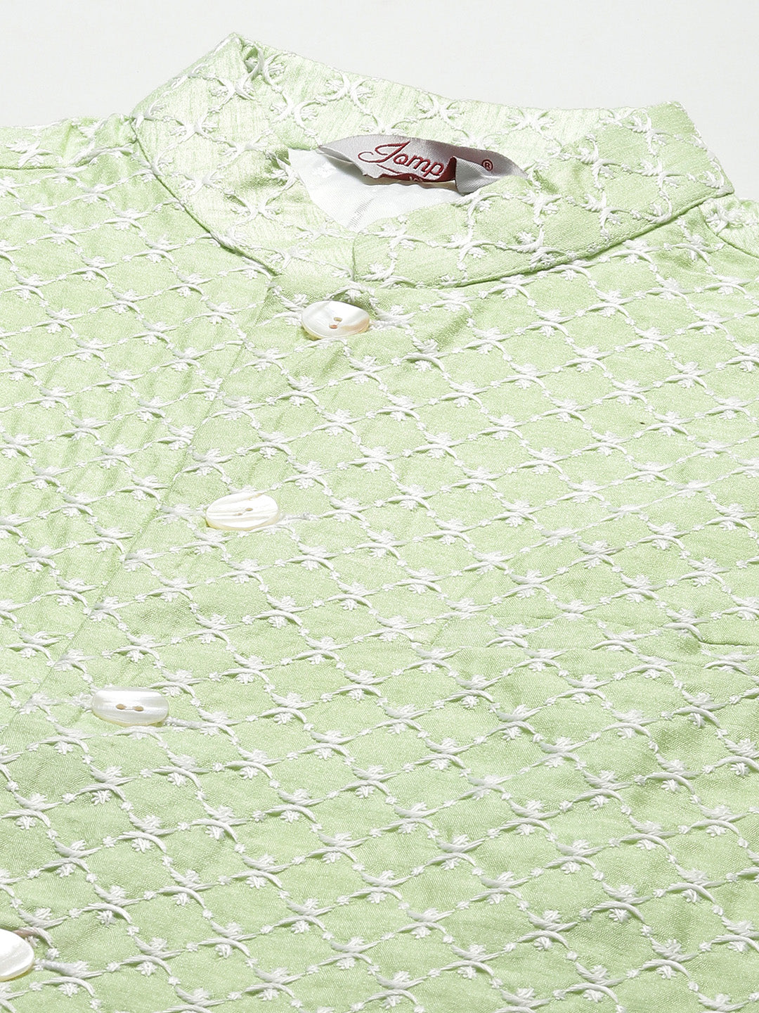 Jompers Men's Embroidered Nehru Jacket & Kurta Pyjama (Green ) - Distacart