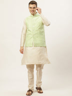 Jompers Men's Embroidered Nehru Jacket & Kurta Pyjama (Green ) - Distacart
