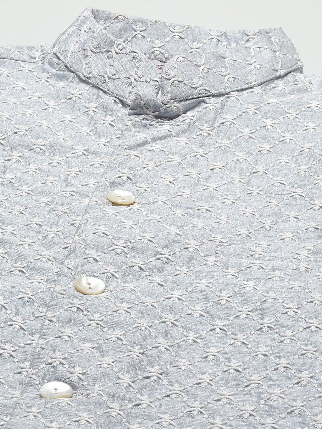 Jompers Men's Embroidered Nehru Jacket & Kurta Pyjama ( Grey ) - Distacart