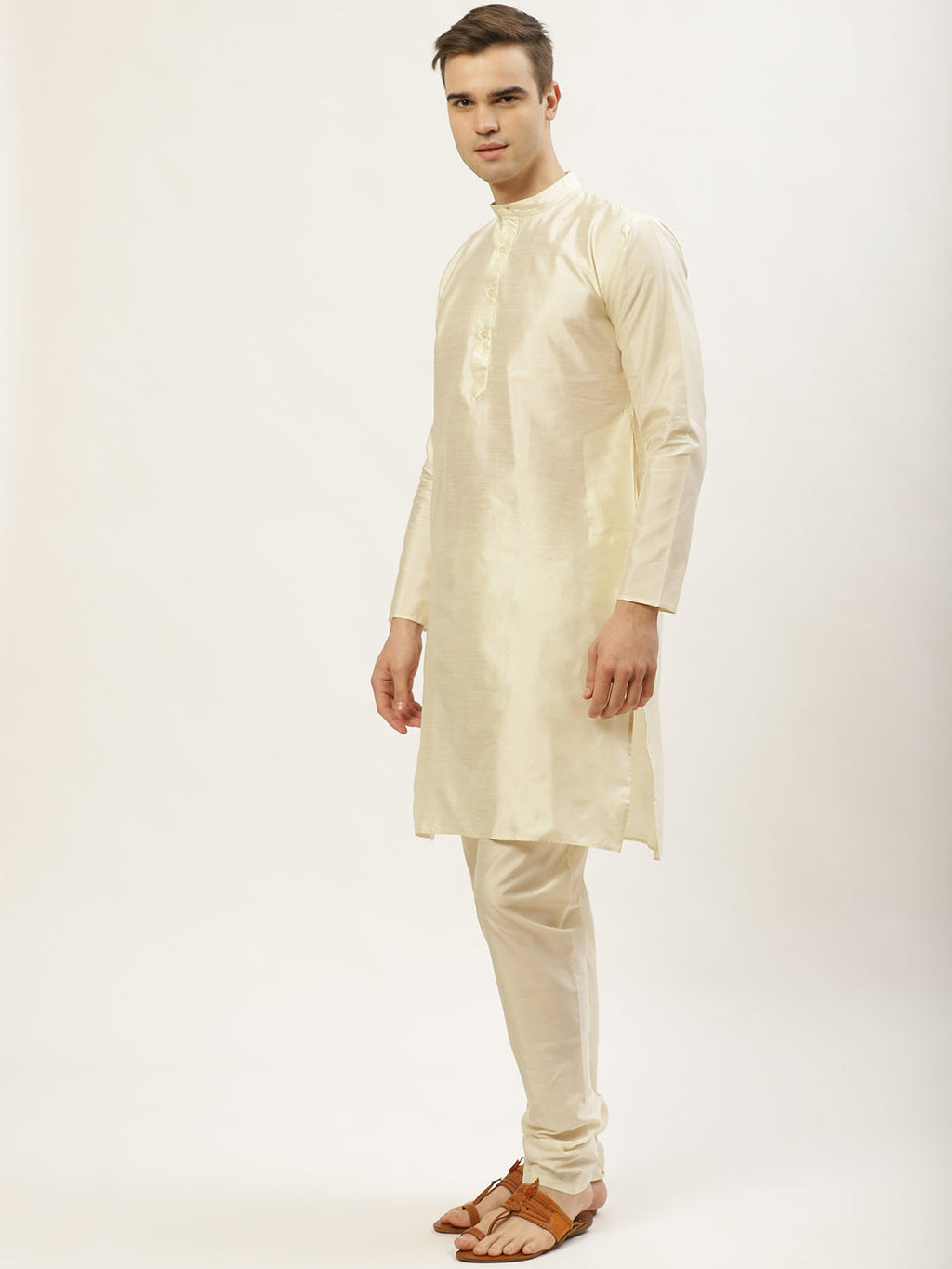 Jompers Men's Embroidered Nehru Jacket & Kurta Pyjama ( Grey ) - Distacart