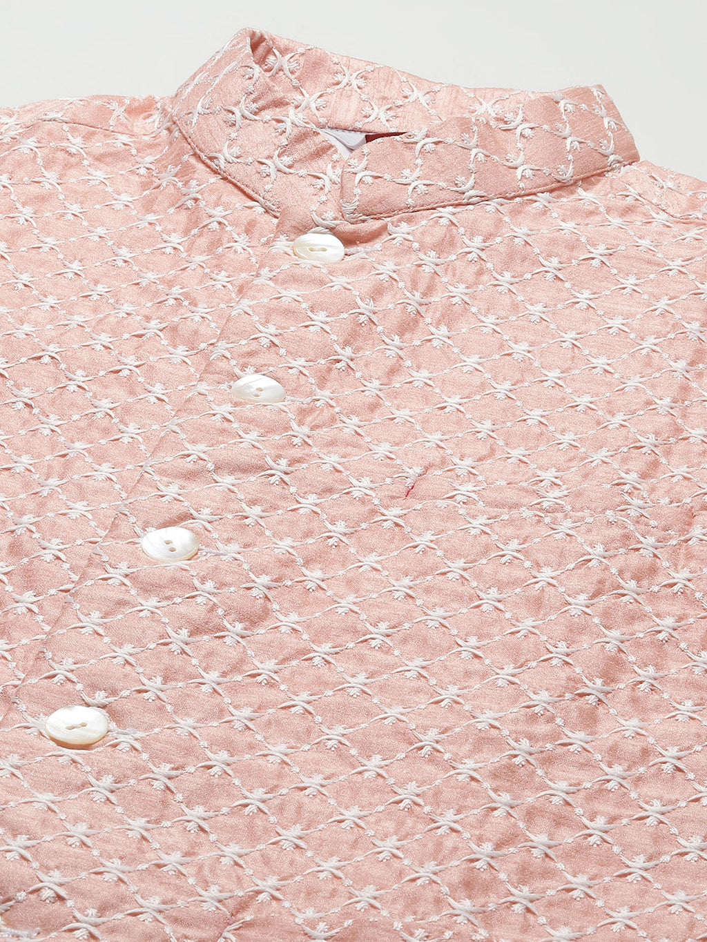 Jompers Men's Embroidered Nehru Jacket & Kurta Pyjama ( Peach ) - Distacart