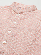 Jompers Men's Embroidered Nehru Jacket & Kurta Pyjama ( Peach ) - Distacart