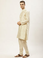 Jompers Men's Embroidered Nehru Jacket & Kurta Pyjama ( Yellow ) - Distacart