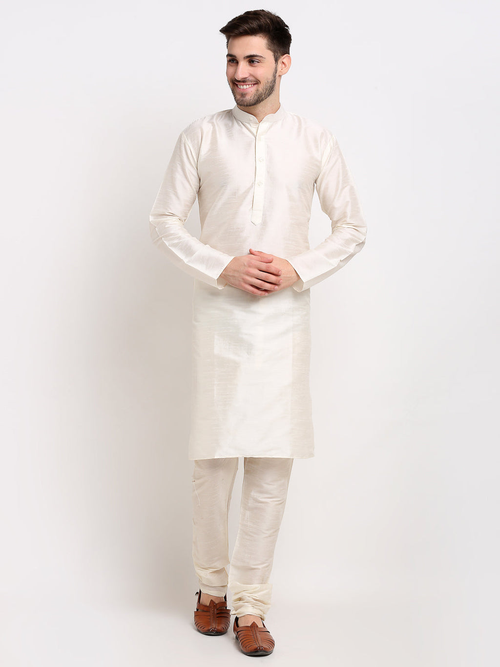 Jompers Men's Ikat Print Nehru Jacket & Kurta Pyjama ( Grey ) - Distacart