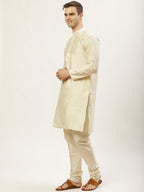 Jompers Men's Ikat Print Nehru Jacket & Kurta Pyjama ( Mustard ) - Distacart