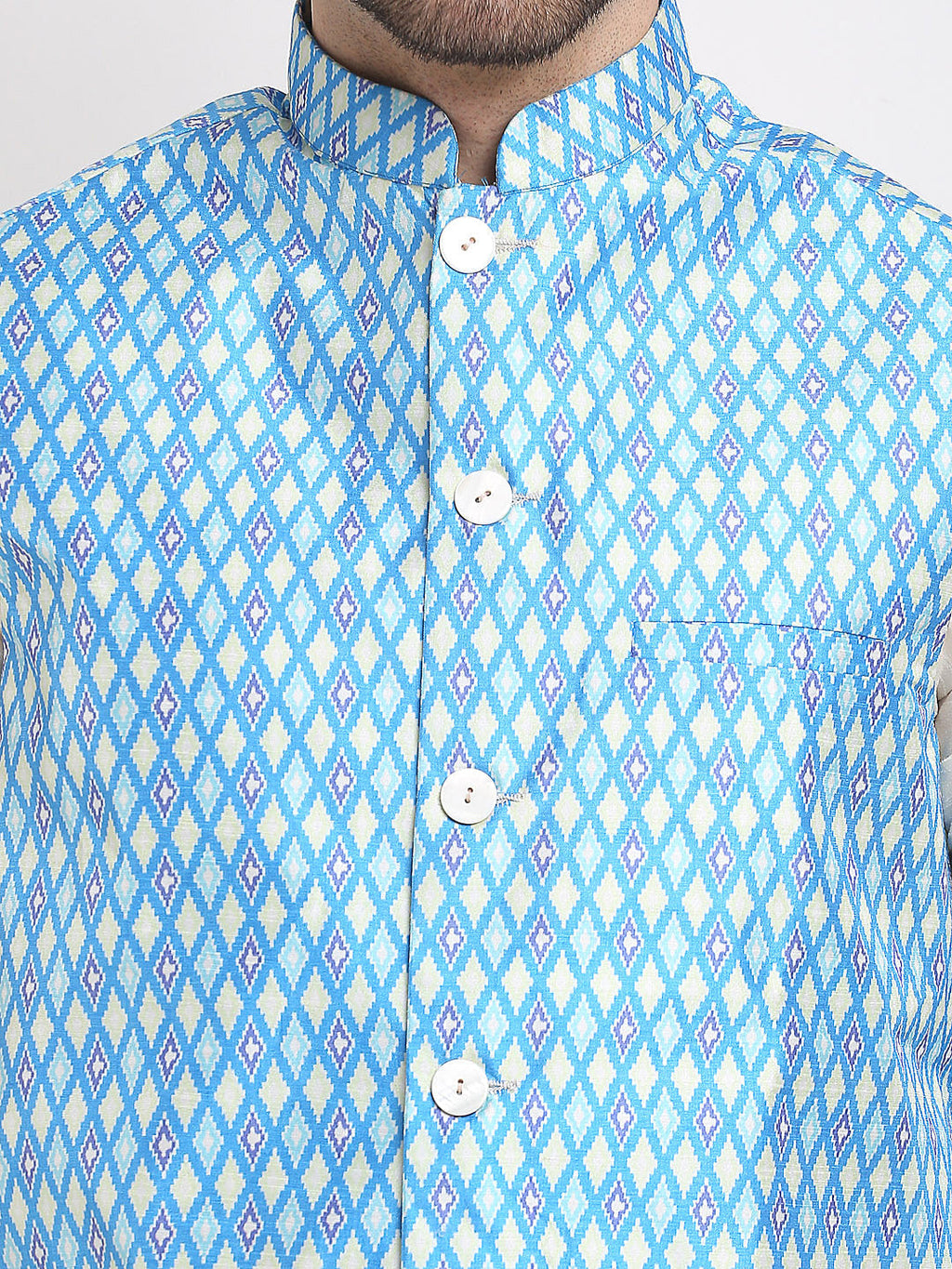 Jompers Men's Ikat Print Nehru Jacket & Kurta Pyjama - Distacart