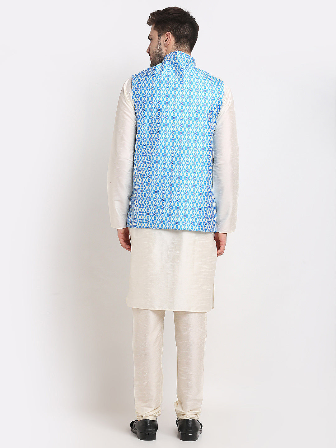 Jompers Men's Ikat Print Nehru Jacket & Kurta Pyjama - Distacart