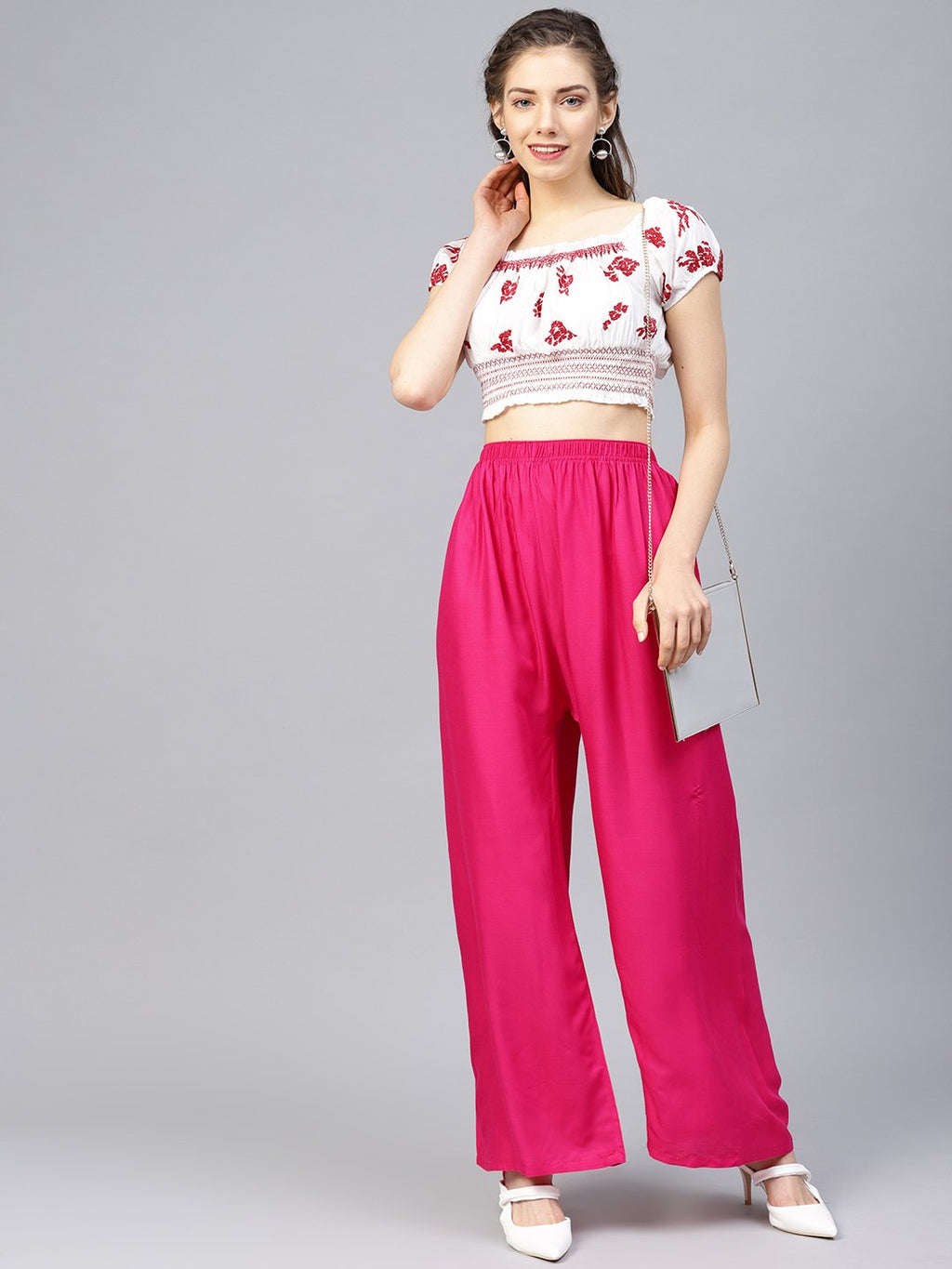 Jompers Women Pink Solid Straight Palazzos - Distacart