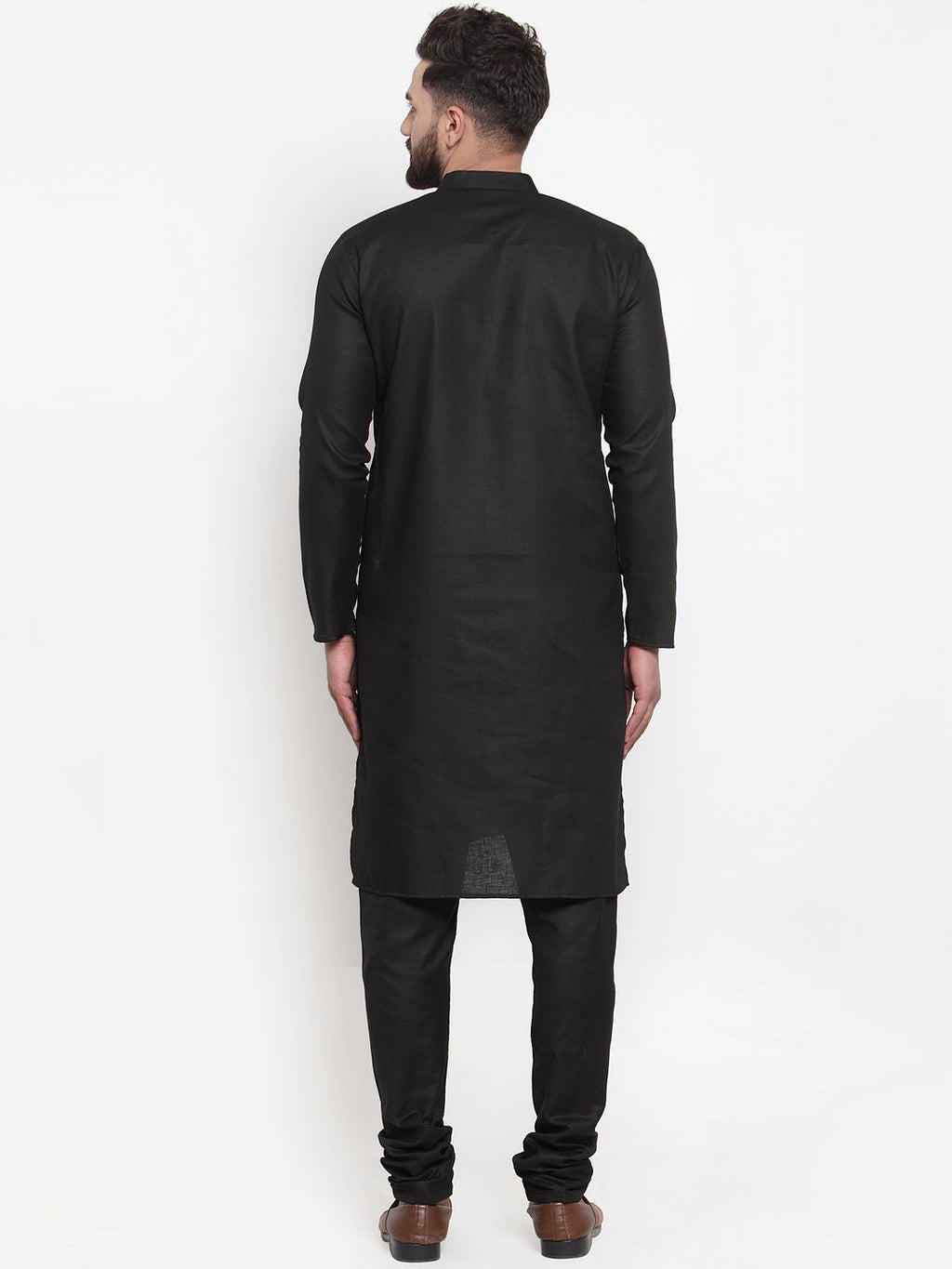 Jompers Men's Solid Cotton Kurta - Black