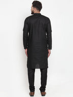 Jompers Men's Solid Cotton Kurta - Black