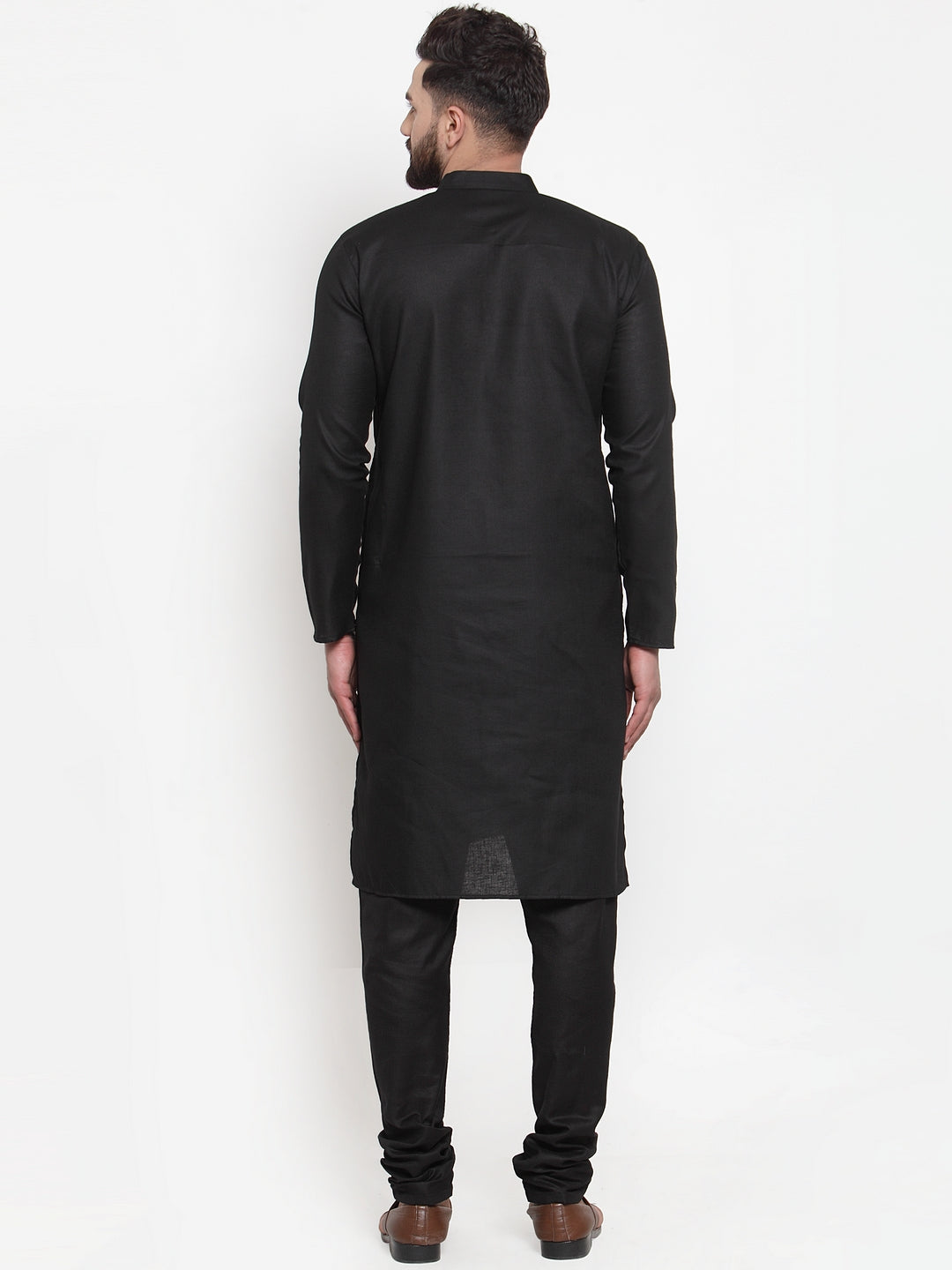 Jompers Men's Solid Cotton Kurta - Black
