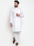 Jompers Men's Solid Cotton Kurta - White