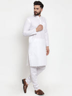 Jompers Men's Solid Cotton Kurta - White