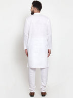 Jompers Men's Solid Cotton Kurta - White