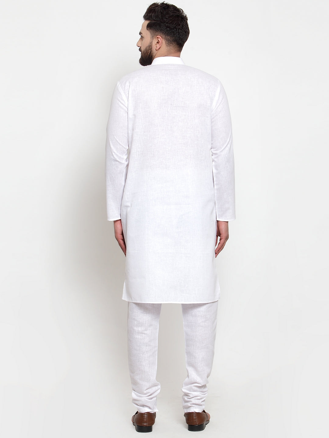 Jompers Men's Solid Cotton Kurta - White