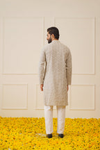 Jompers Men's Chikankari Embroidered Kurta - Grey