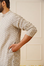 Jompers Men's Chikankari Embroidered Kurta - Grey